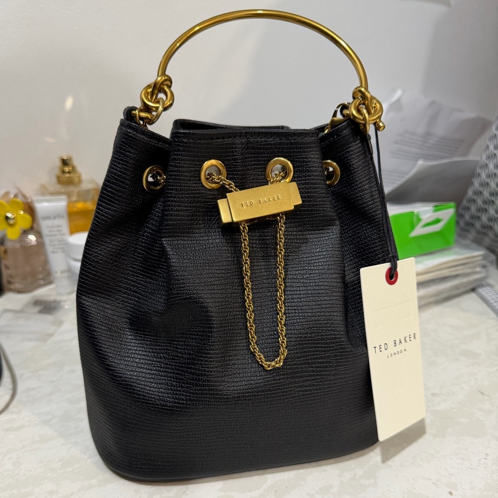 Ted Baker Black Mini Bag with Gold Accents